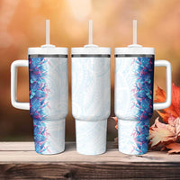Hawaii Tropical Plant UliUli Tumbler With Handle Vibrant Polynesian Pattern