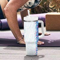 Hawaii Tropical Plant UliUli Tumbler With Handle Vibrant Polynesian Pattern