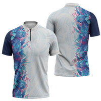 Hawaii Tropical Plant UliUli Zipper Polo Shirt Vibrant Polynesian Pattern