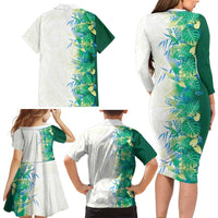 Hawaii Tropical Plant Omaomao Family Matching Long Sleeve Bodycon Dress and Hawaiian Shirt Vibrant Polynesian Pattern LT01 - Polynesian Pride