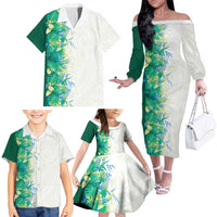 Hawaii Tropical Plant Omaomao Family Matching Off The Shoulder Long Sleeve Dress and Hawaiian Shirt Vibrant Polynesian Pattern LT01 - Polynesian Pride