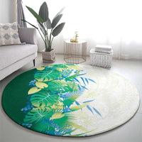 Hawaii Tropical Plant Omaomao Round Carpet Vibrant Polynesian Pattern
