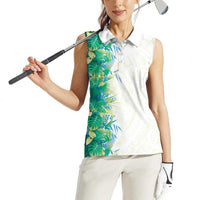Hawaii Tropical Plant Omaomao Women Sleeveless Polo Shirt Vibrant Polynesian Pattern