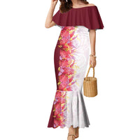 Hawaii Tropical Plant Akala Family Matching Mermaid Dress and Hawaiian Shirt Vibrant Polynesian Pattern