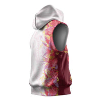 Hawaii Tropical Plant Akala Sleeveless Hoodie Vibrant Polynesian Pattern