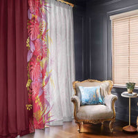 Hawaii Tropical Plant Akala Window Curtain Vibrant Polynesian Pattern