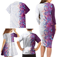 Hawaii Tropical Plant Poni Family Matching Long Sleeve Bodycon Dress and Hawaiian Shirt Vibrant Polynesian Pattern LT01 - Polynesian Pride