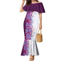 Hawaii Tropical Plant Poni Family Matching Mermaid Dress and Hawaiian Shirt Vibrant Polynesian Pattern