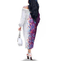 Hawaii Tropical Plant Poni Family Matching Off The Shoulder Long Sleeve Dress and Hawaiian Shirt Vibrant Polynesian Pattern LT01 - Polynesian Pride