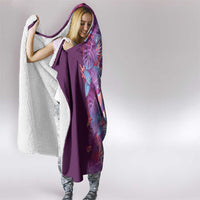 Hawaii Tropical Plant Poni Hooded Blanket Vibrant Polynesian Pattern