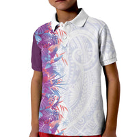 Hawaii Tropical Plant Poni Kid Polo Shirt Vibrant Polynesian Pattern