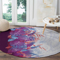 Hawaii Tropical Plant Poni Round Carpet Vibrant Polynesian Pattern