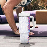 Hawaii Tropical Plant Poni Tumbler With Handle Vibrant Polynesian Pattern