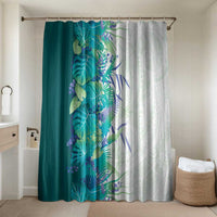 Hawaii Tropical Plant Teal Bathroom Set Vibrant Polynesian Pattern