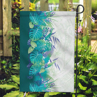 Hawaii Tropical Plant Teal Garden Flag Vibrant Polynesian Pattern