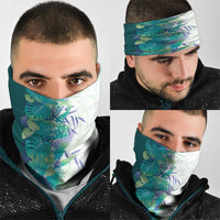 Hawaii Tropical Plant Teal Neck Gaiter Vibrant Polynesian Pattern