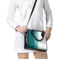 Hawaii Tropical Plant Teal Shoulder Handbag Vibrant Polynesian Pattern