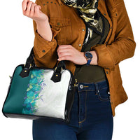 Hawaii Tropical Plant Teal Shoulder Handbag Vibrant Polynesian Pattern