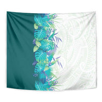 Hawaii Tropical Plant Teal Tapestry Vibrant Polynesian Pattern