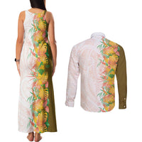Hawaii Tropical Plant Lenalena Couples Matching Tank Maxi Dress and Long Sleeve Button Shirt Vibrant Polynesian Pattern