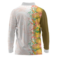 Hawaii Tropical Plant Lenalena Long Sleeve Polo Shirt Vibrant Polynesian Pattern