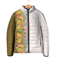Hawaii Tropical Plant Lenalena Padded Jacket Vibrant Polynesian Pattern
