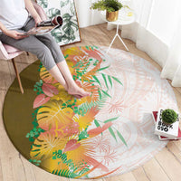 Hawaii Tropical Plant Lenalena Round Carpet Vibrant Polynesian Pattern