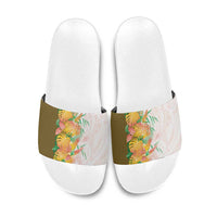 Hawaii Tropical Plant Lenalena Slide Sandals Vibrant Polynesian Pattern