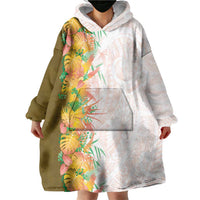 Hawaii Tropical Plant Lenalena Wearable Blanket Hoodie Vibrant Polynesian Pattern