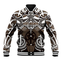 Personalised Maori Kati Mamoe Baseball Jacket Silver Fern Kowhaiwhai Art