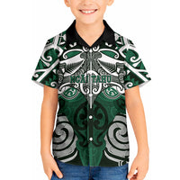 Personalised Maori Ngai Tahu Kid Hawaiian Shirt Silver Fern Kowhaiwhai Art