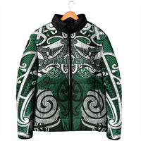 Personalised Maori Ngai Tahu Padded Jacket Silver Fern Kowhaiwhai Art