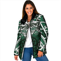 Personalised Maori Ngai Tahu Padded Jacket Silver Fern Kowhaiwhai Art