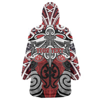 Personalised Maori Ngapuhi Wearable Blanket Hoodie Silver Fern Kowhaiwhai Art