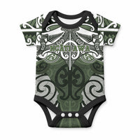Personalised Maori Ngati Awa Baby Onesie Silver Fern Kowhaiwhai Art