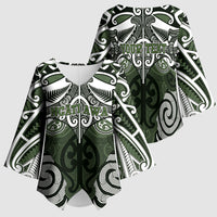Personalised Maori Ngati Awa Kimono Sleeve Blouse Silver Fern Kowhaiwhai Art
