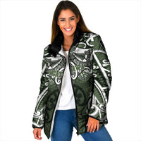 Personalised Maori Ngati Awa Padded Jacket Silver Fern Kowhaiwhai Art