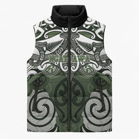 Personalised Maori Ngati Awa Sleeveless Puffer Jacket Silver Fern Kowhaiwhai Art