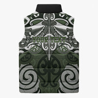 Personalised Maori Ngati Awa Sleeveless Puffer Jacket Silver Fern Kowhaiwhai Art