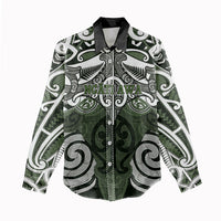 Personalised Maori Ngati Awa Women Casual Shirt Silver Fern Kowhaiwhai Art