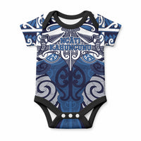 Personalised Maori Ngati Kahungunu Baby Onesie Silver Fern Kowhaiwhai Art