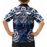 Personalised Maori Ngati Kahungunu Kid Hawaiian Shirt Silver Fern Kowhaiwhai Art