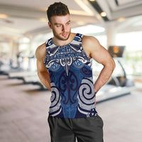 Personalised Maori Ngati Kahungunu Men Tank Top Silver Fern Kowhaiwhai Art LT01 Blue - Polynesian Pride