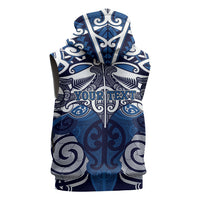 Personalised Maori Ngati Kahungunu Sleeveless Hoodie Silver Fern Kowhaiwhai Art