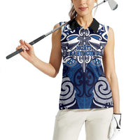 Personalised Maori Ngati Kahungunu Women Sleeveless Polo Shirt Silver Fern Kowhaiwhai Art