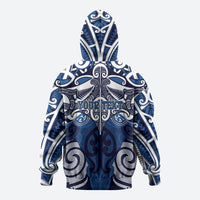 Personalised Maori Ngati Kahungunu Zip Hoodie Silver Fern Kowhaiwhai Art