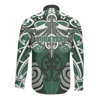 Personalised Maori Ngati Maniapoto Long Sleeve Button Shirt Silver Fern Kowhaiwhai Art