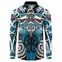 Personalised Maori Ngati Porou Button Sweatshirt Silver Fern Kowhaiwhai Art