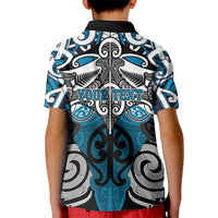 Personalised Maori Ngati Porou Kid Polo Shirt Silver Fern Kowhaiwhai Art