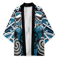 Personalised Maori Ngati Porou Kimono Silver Fern Kowhaiwhai Art LT01 Unisex Blue - Polynesian Pride